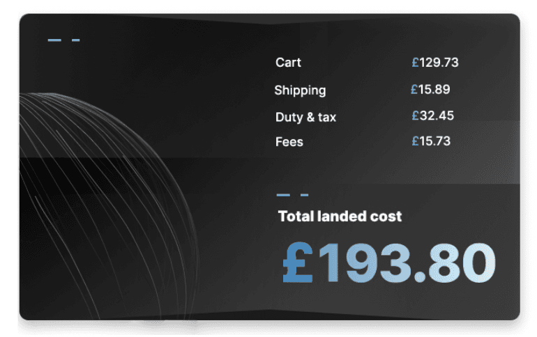 Landed cost card